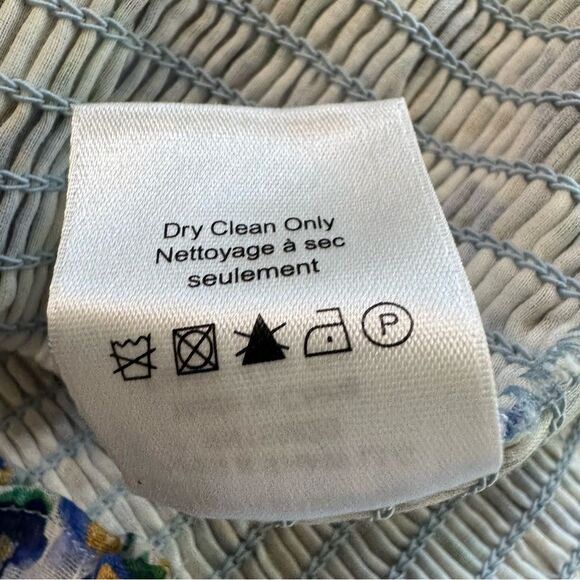 Veronica Beard Darrah Smocked Dress‎ Size 0 Floral Minidress V-Neck Ruffle Hem - Picture 11 of 14